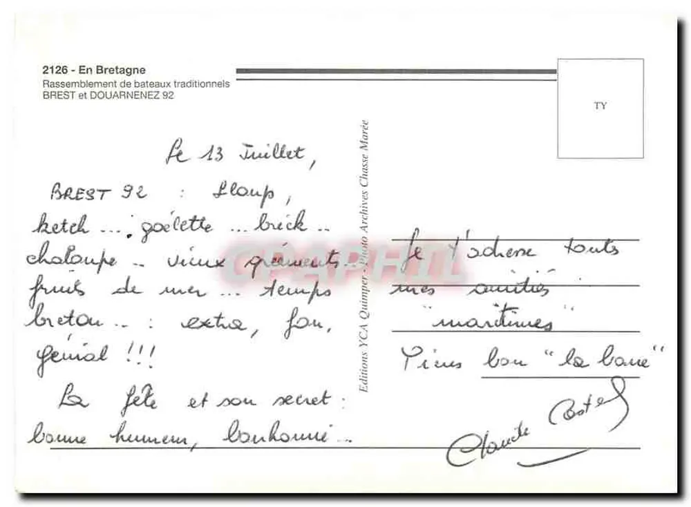 Brest 92 — O Chasse-Marée faz festa — Éditions YCA Quimper - Verso