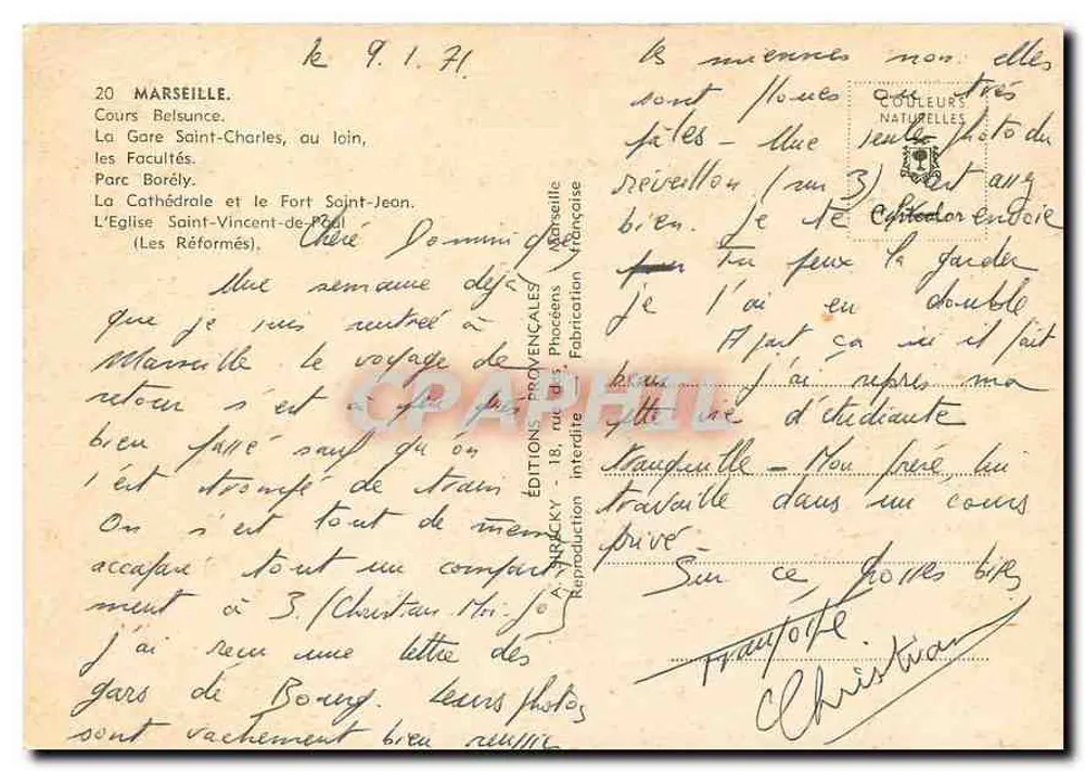 Marselha — Lembrete de Marselha — Edições Provençais - Verso