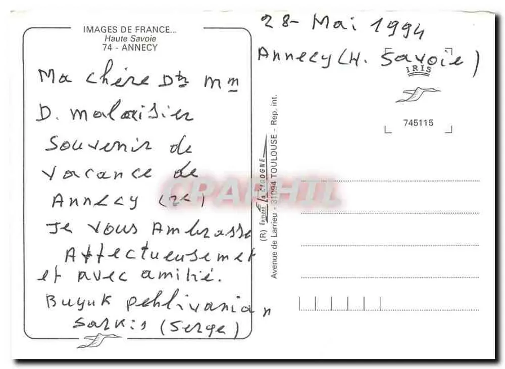 Annecy — Luftbild und Panoramen — Bilder Frankreichs, Haute-Savoie - Rückseite