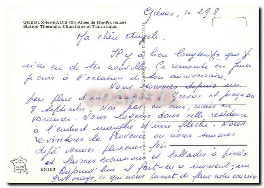 Gréoux-les-Bains — Thermal- und Touriststation — Éditions Photographe - Rückseite