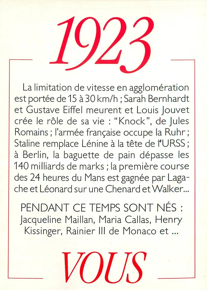1923 — Historisches Jahr — - Vorderseite