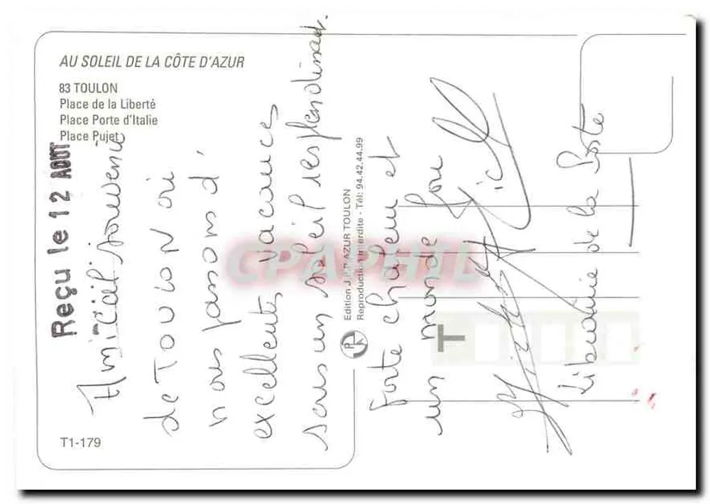 Toulon — Costa do Azul — Edição J.P.T. AZUR - Verso