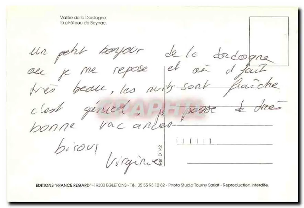 Castelo de Beynac — Vale da Dordogne — Éditions France Regard, Réf. D 142 - Verso