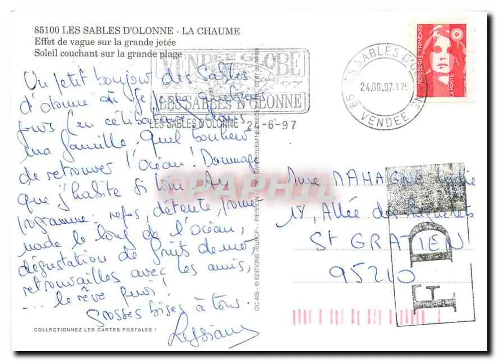Les Sables d'Olonne - La Chaume — efeito de onda na grande ponta e pôr do sol - Verso