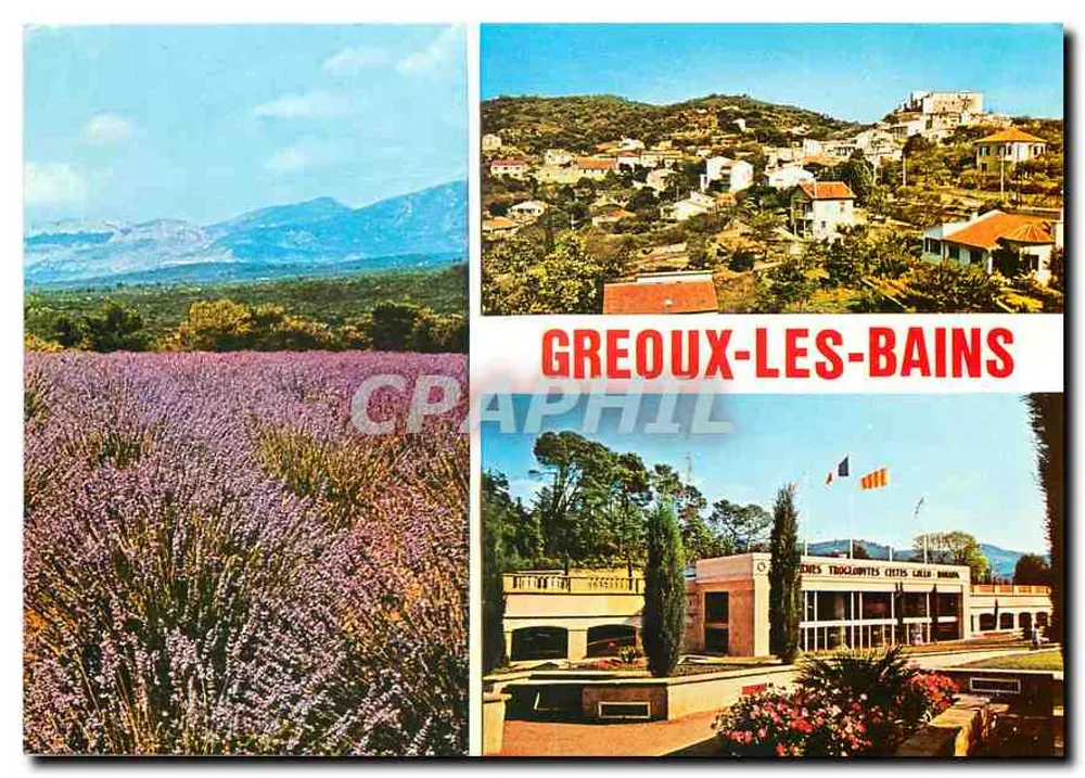 Greoux-les-Bains — vista da lavanda, do vilarejo e da estação termal — Les Editions Troglodytes - Frente