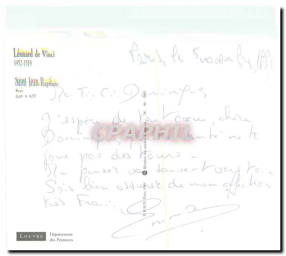 São João Batista — Leonardo da Vinci — Departamento de Pinturas do Louvre - Verso