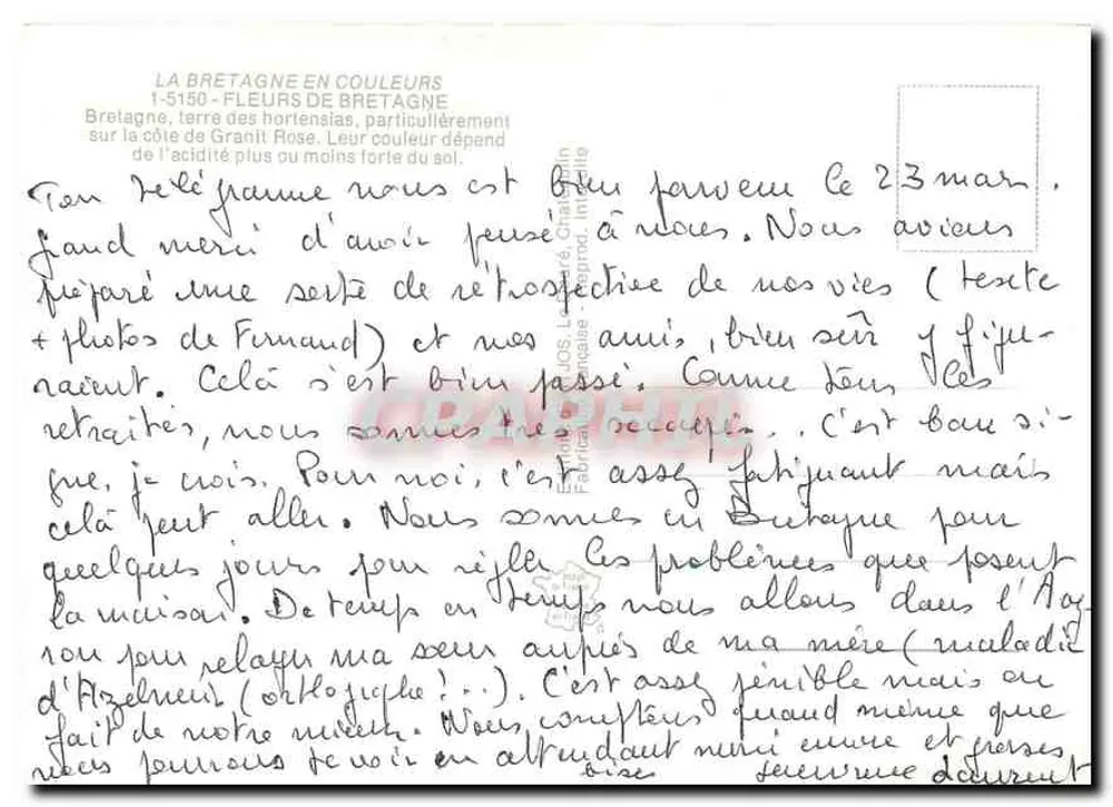 Os Hortênsias da Bretanha — A Bretanha em cores, série 1-5150 - Verso
