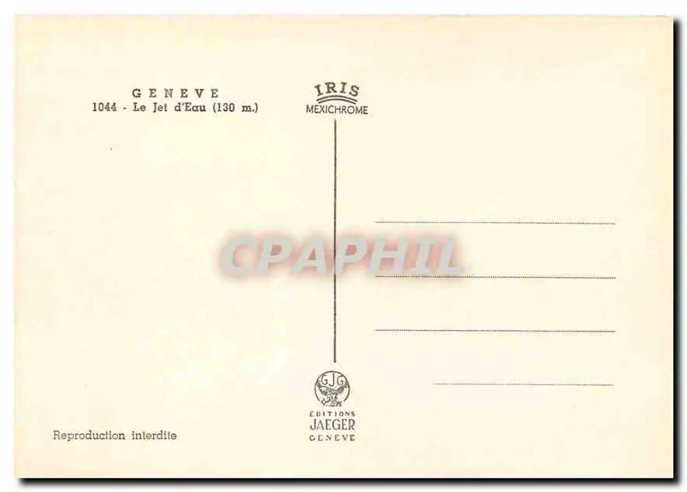 O Jato d'Água — Genebra — Éditions Jaeger - Verso