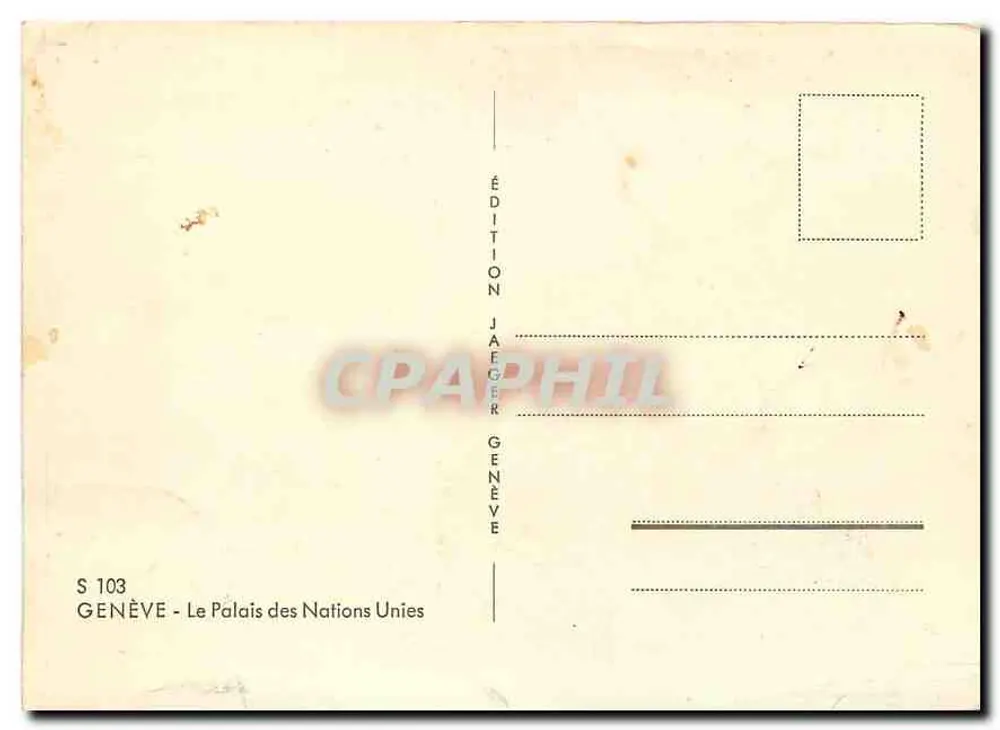 Genebra — O Palácio das Nações — Edição Jaeger - Verso