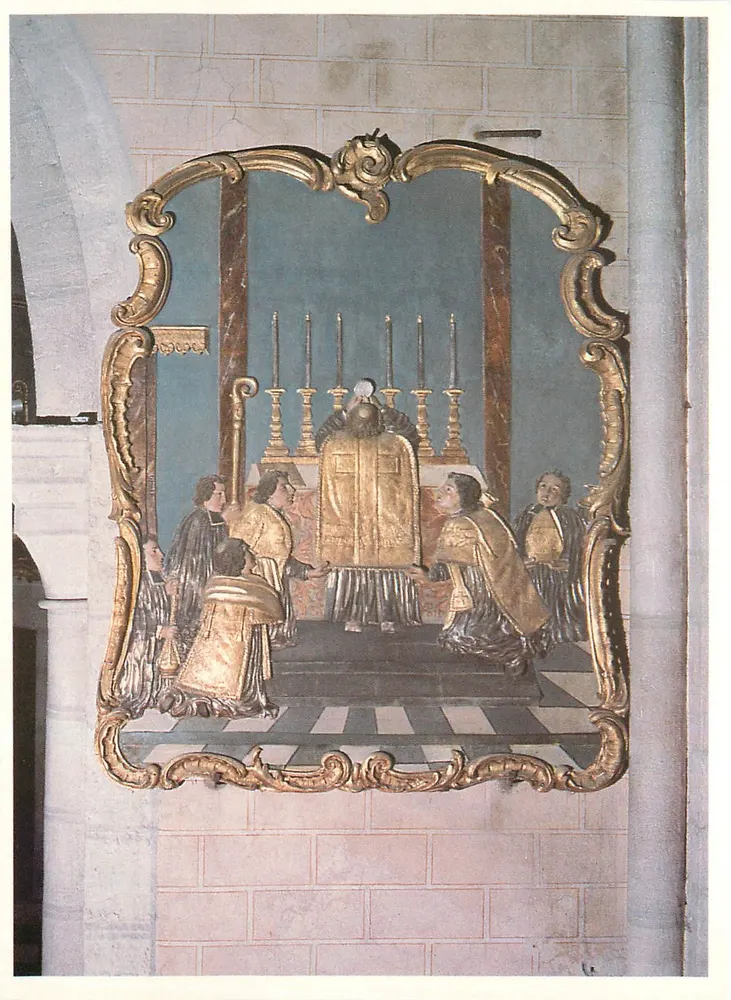 Kathedrale Sainte-Marie d'Oloron — Goldschmiedholz (18. Jahrhundert) — Saint Grat beim Gottesdienst — Photo Studio PIER - 64400 Oloron - Vorderseite