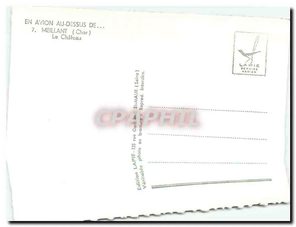 Meillant (Cher) — O Castelo — Edição LAPIE - Verso