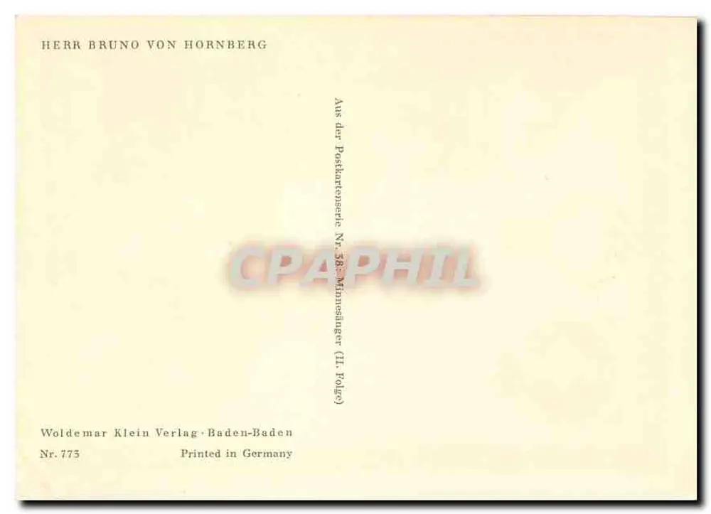 Bruno von Hornberg — Minnesinger (II. Folge) — Woldemar Klein Verlag, Baden-Baden - Rückseite