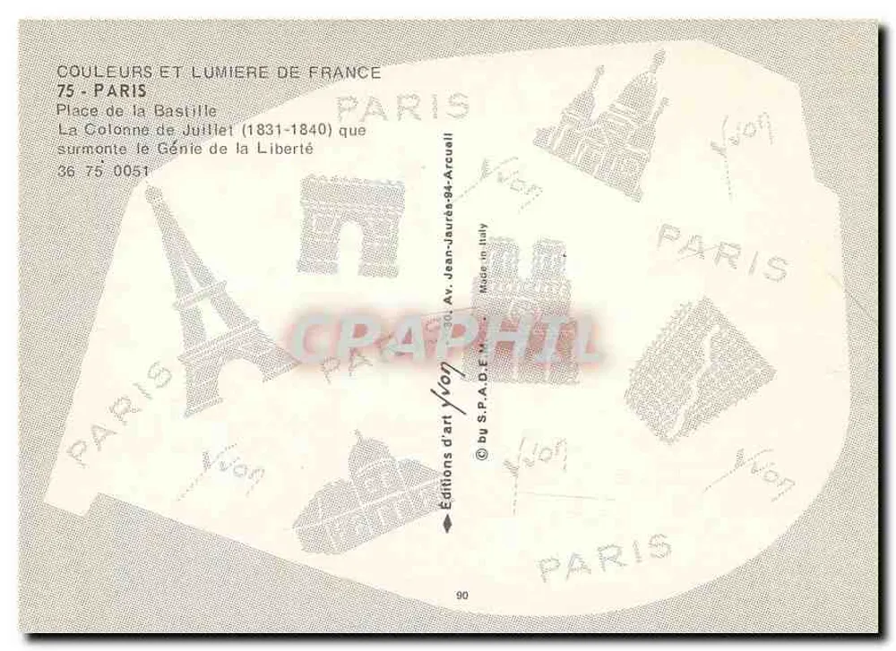 Coluna de Julho — Paris — Edições de arte Yvon - Verso