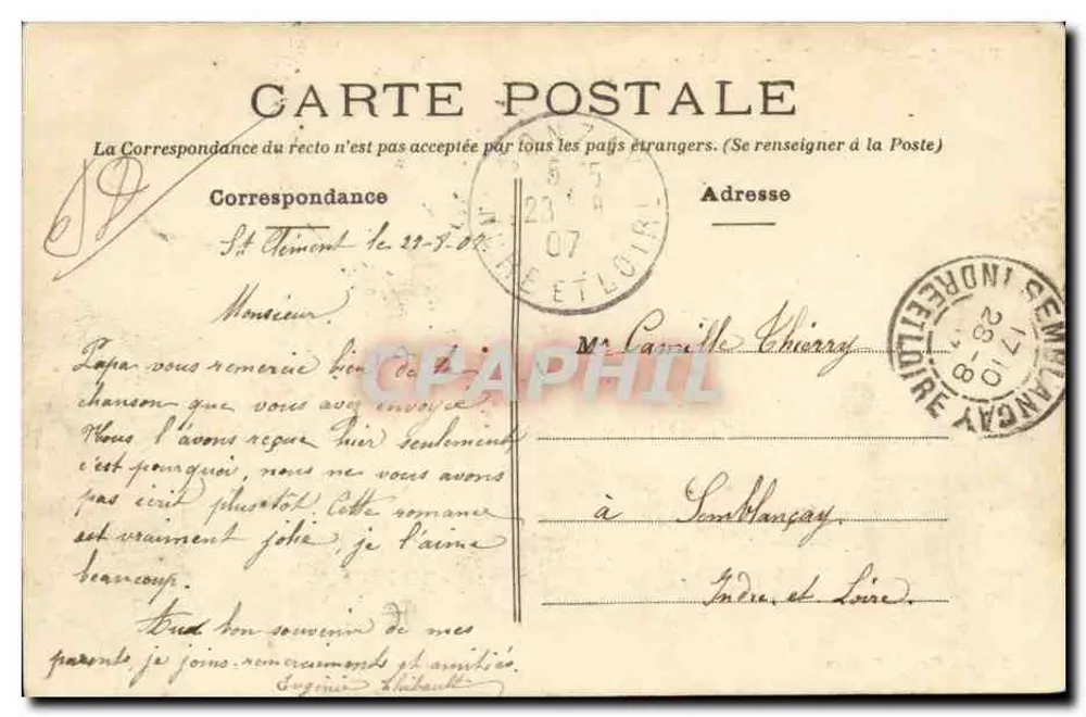 Gennes — Côteau de St-Eusèbe e ponte — Edição Gruel, Gennes - Verso
