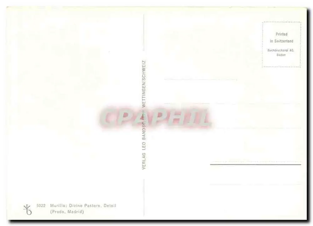 Murillo: Divina Pastore — detalhe — Verlag LED Bandsprint Wettlingen/Suíça, n° 5022 - Verso