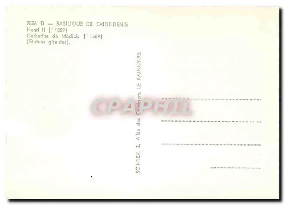Basílica de São Denís — Avenida dos Condottieri — Henrique II e Catarina de Médicis (estátuas deitadas) - Verso
