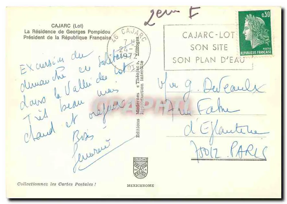 Cajarc (Lot) — Rezydencja Georges Pompidou — Wydawnictwo Modernes & Théolac - Rewers
