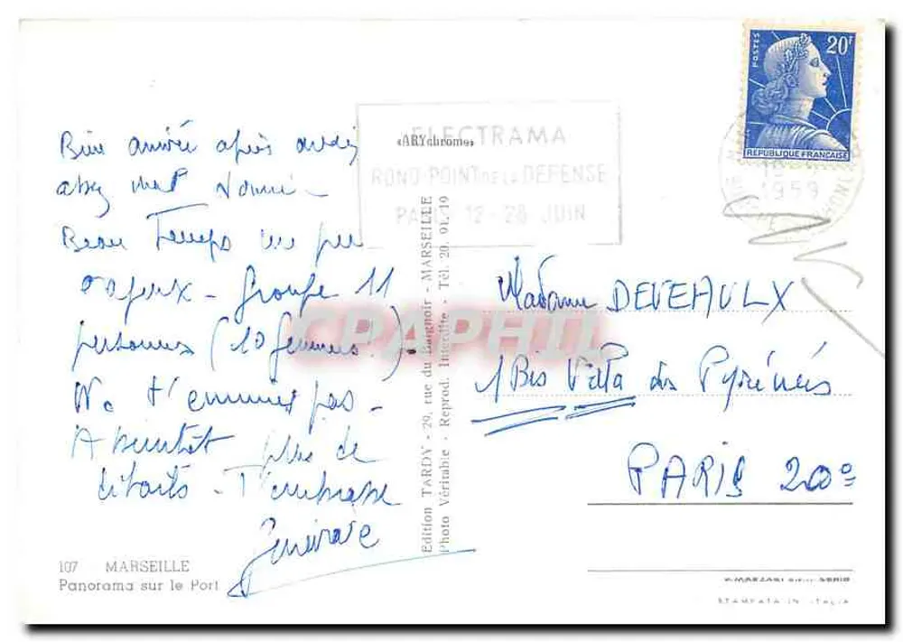 Panorama sobre o Porto — Marselha — Edição TARDY - Verso