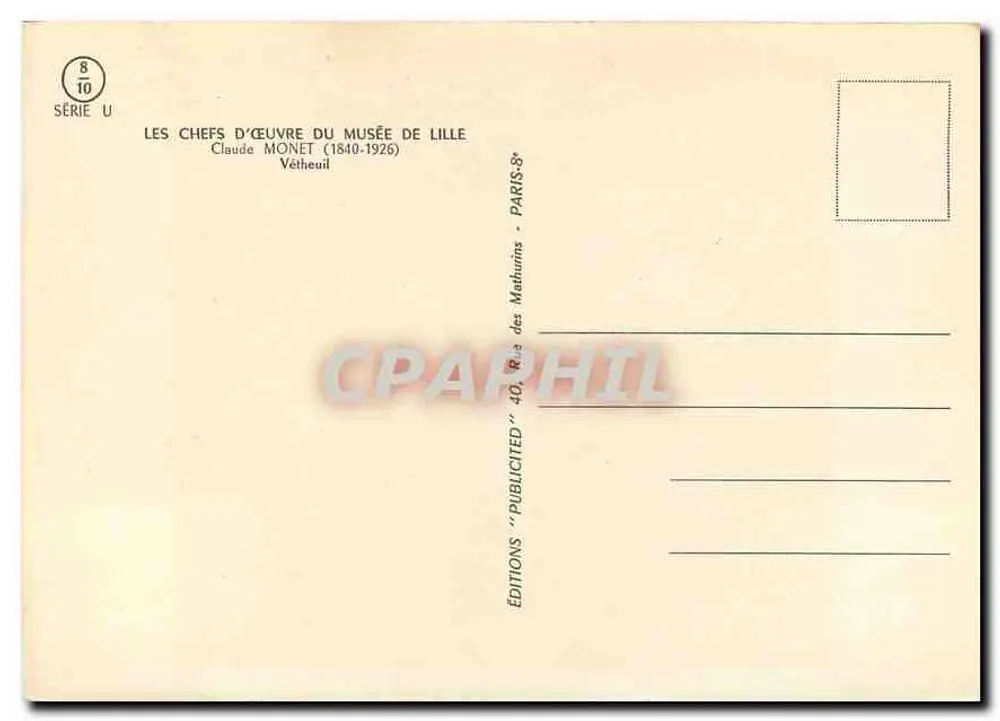 Vétheuil — Ansicht des Dorfes und der Kirche — Éditions des Mathurins, Serie U n°8/10 - Rückseite