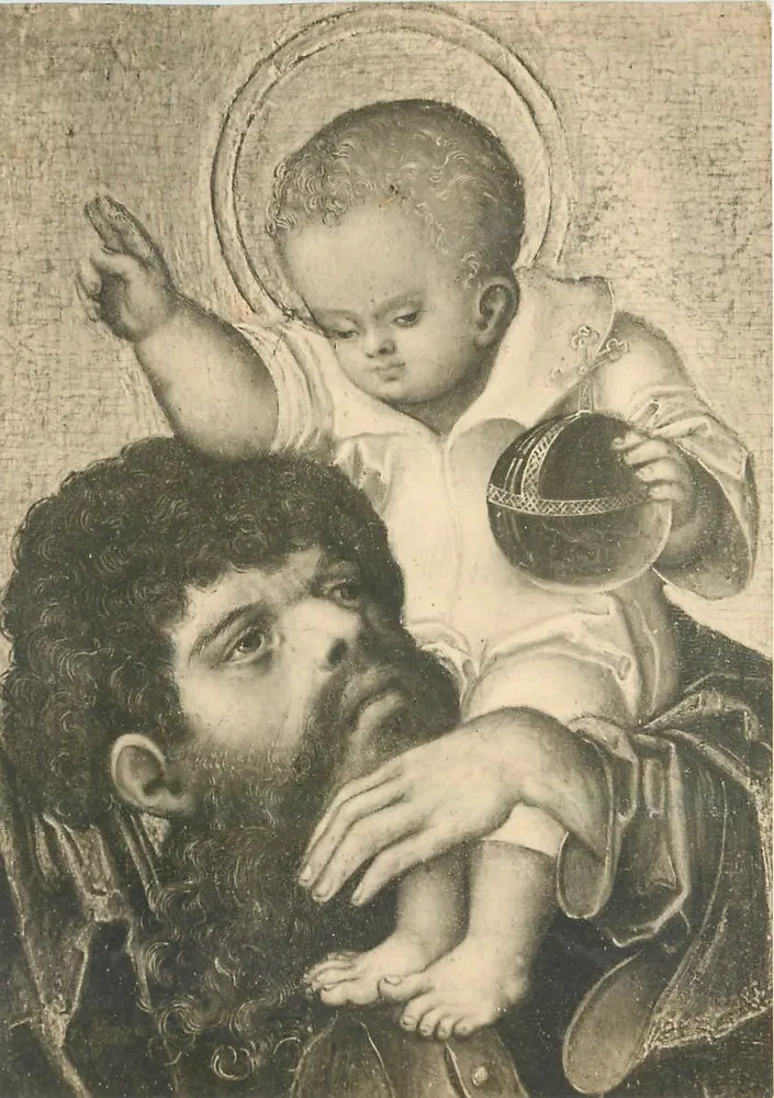 Heiliger Christophorus trägt das Jesuskind — Photogravur — Photo Benedikt Rast, Nr. 508 - Vorderseite
