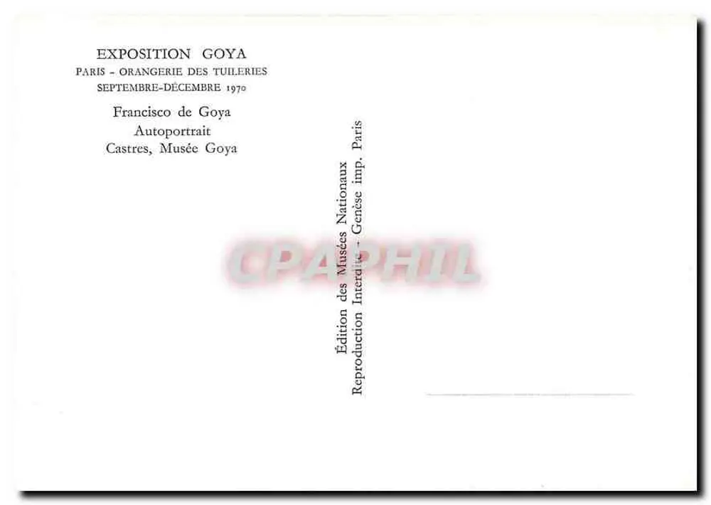 Selbstporträt von Francisco de Goya — Ausstellung Paris Orangerie 1970 — Edition der Nationalmuseen - Rückseite