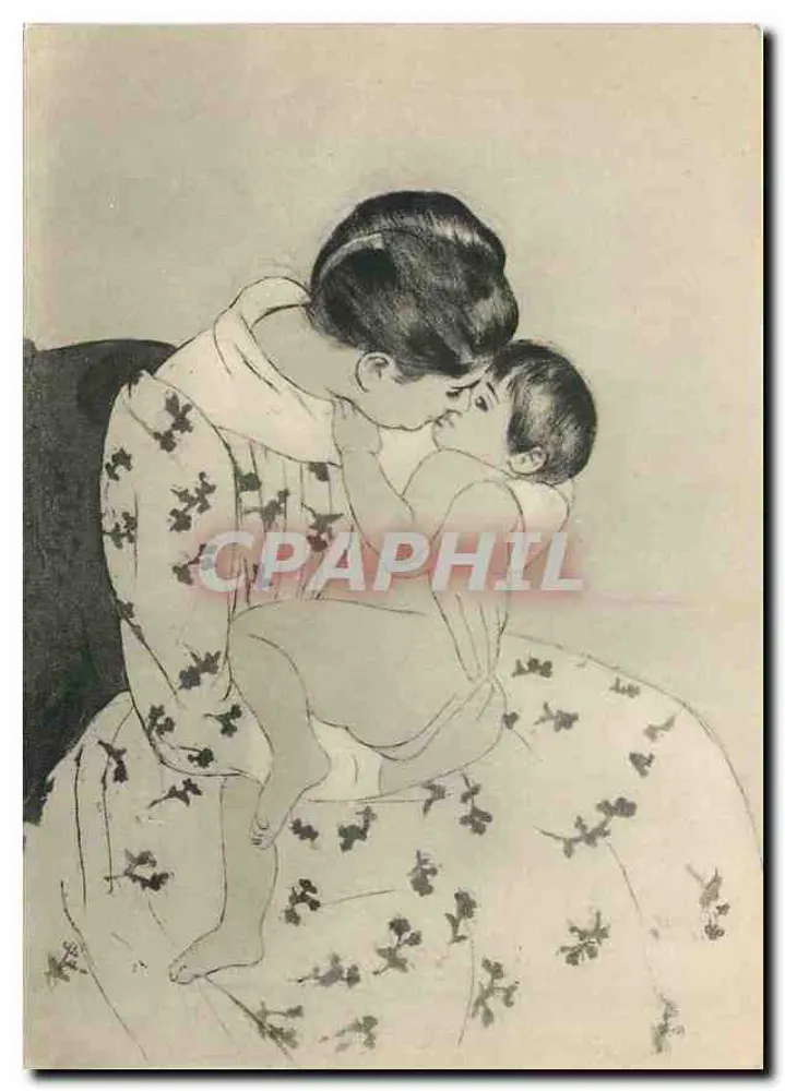 Mãe e filho — ilustração de Mary Cassatt — editada pelo Comitê Nacional da Criança - Frente