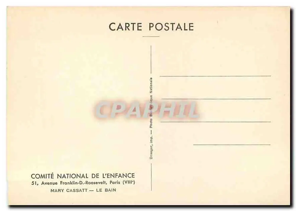 Mary Cassatt — O Banho — Comité National de l'Enfance, Paris - Verso