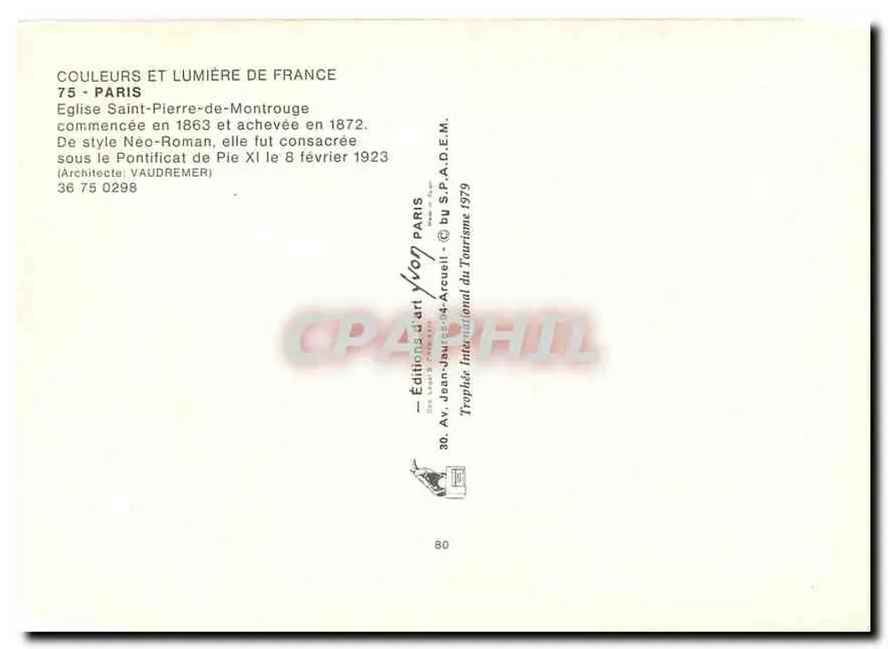 Igreja de São Pedro de Montrouge — Paris — Edições Jean-Jaures d'Art - Verso