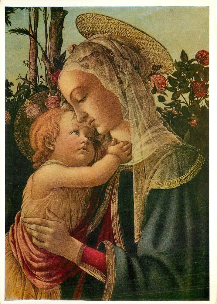 Madona com o Menino — reprodução de uma obra de Botticelli — editada por VERLAG LEO BANDSCHARD WETTINGEN SCHWEIZ - Frente