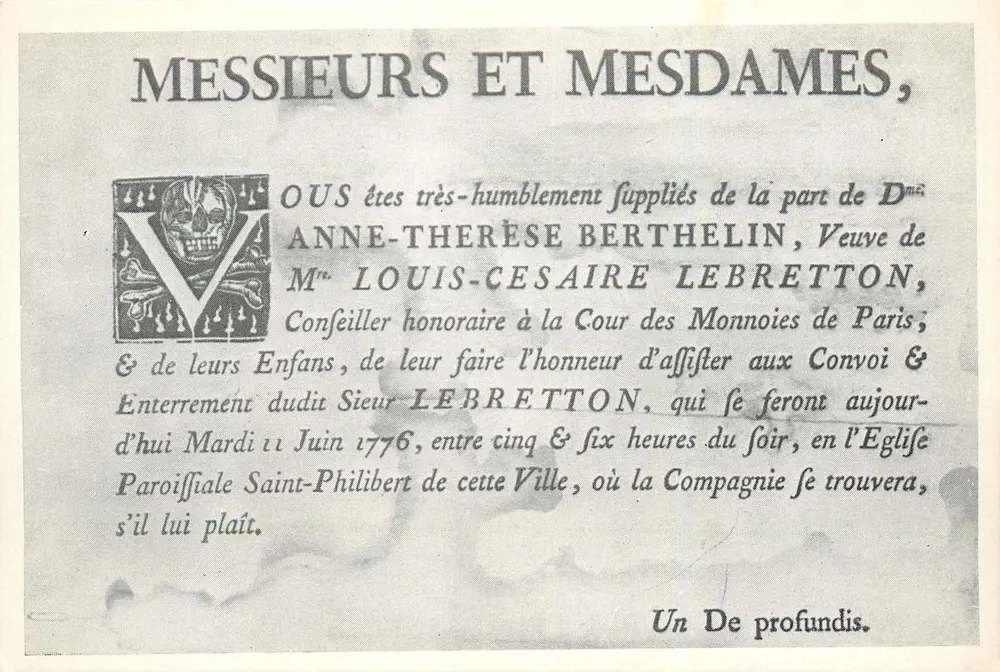 Doodsbanner van Anne-Thérèse Berthelin — uitgever Georges Detersannes, n° 107 - Voorkant