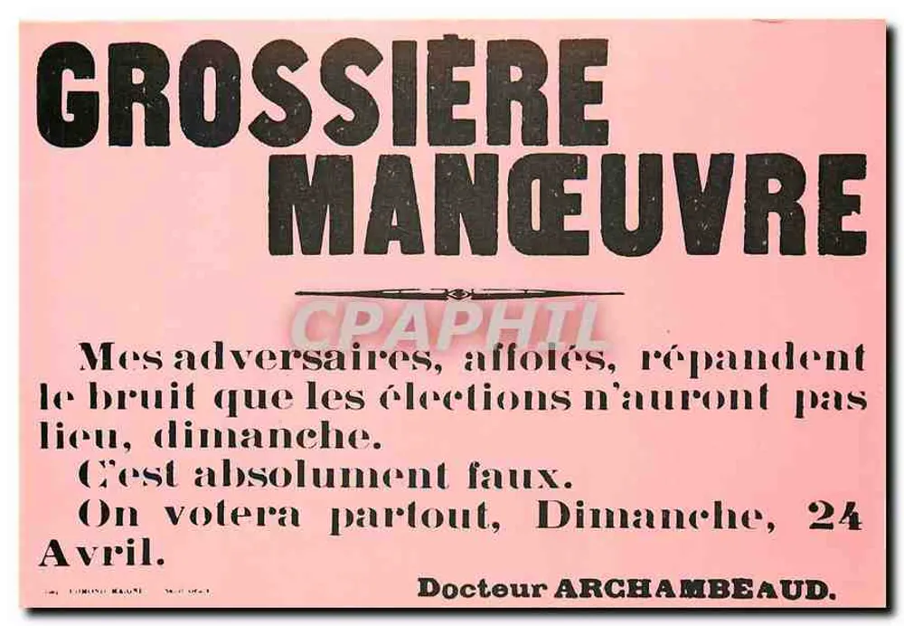 Grossièrerie betrieben — Wahlplakat — Doktor Archambeaud - Vorderseite