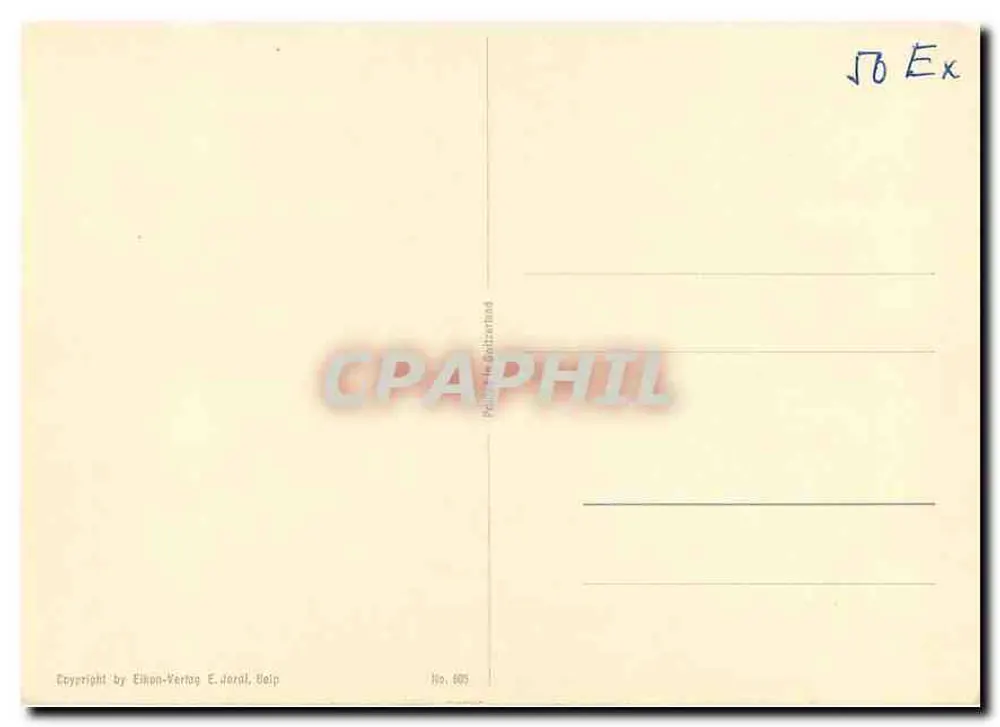 Dahlias — três flores laranja sobre fundo preto — Eikon-Verlag E. Joral, Belp, n° 605 - Verso
