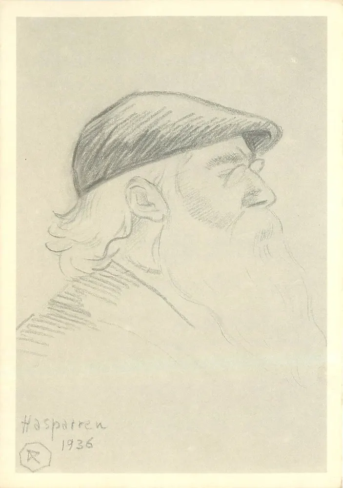 Portrait de Francis Jammes — dessin de Hasparren — éditeur Gallerie Sialelli, Bayonne - Recto