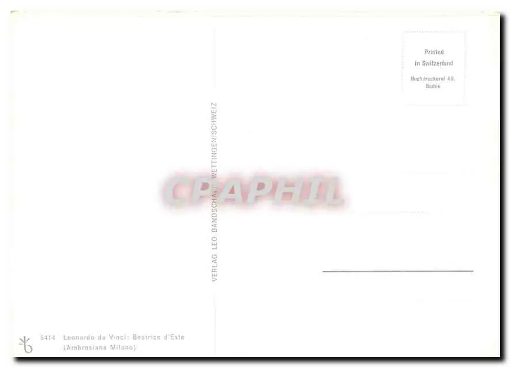 Béatrice d'Este — Portrait de profil — Verlag Leo Bandschand, Wettitingen/Schweiz, n° 5414 - Verso