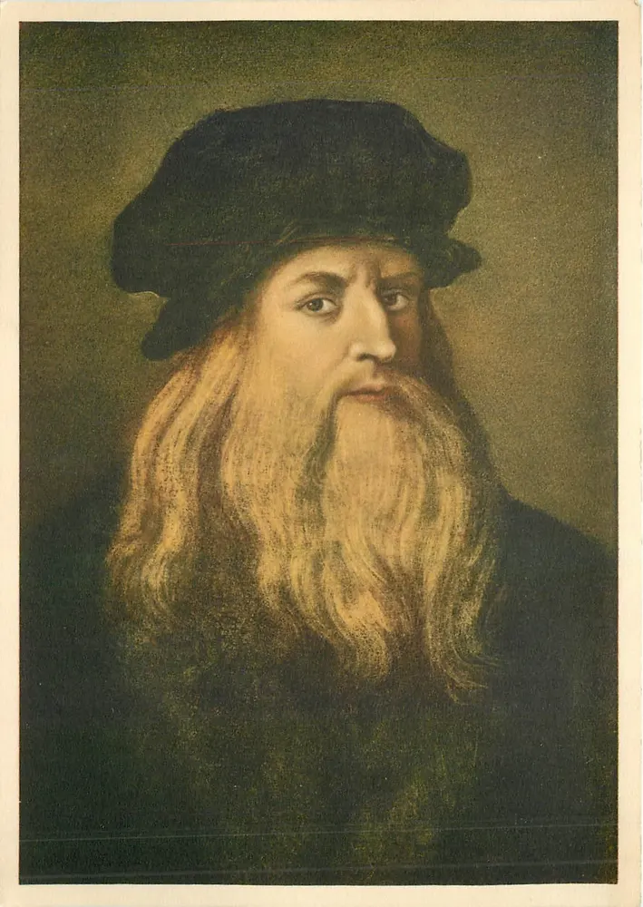 Leonardo Da Vinci — autorretrato — Eliocromia Z. Zacchetti, Milano - Frente