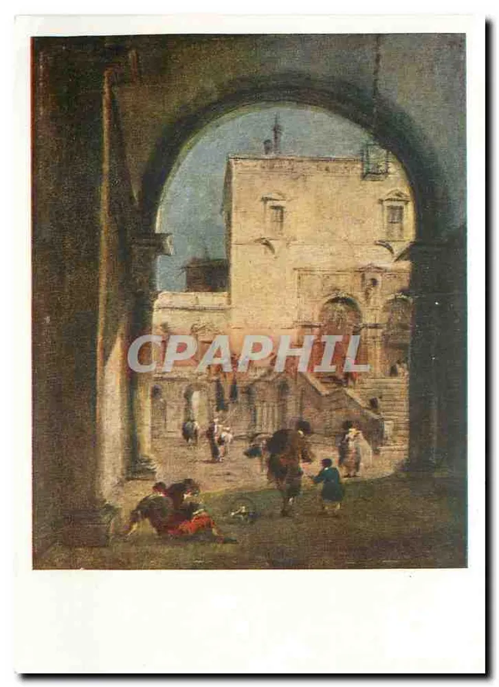 Vista de Roma — cena de rua sob um arco — Editor: Editora do Museu Estatal do Hermitage, n° 253 - Frente