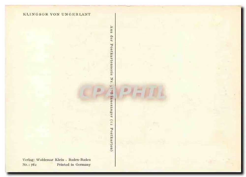 Klingsor von Ungerland — miniatura medieval — Editora: Woldemar Klein, Baden-Baden - Verso