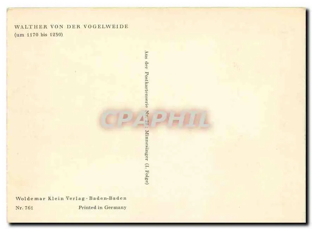 Walthéry de la Vogelweide — poëet minnesänger — Woldemar Klein Verlag, Baden-Baden, serie 761 - Achterkant
