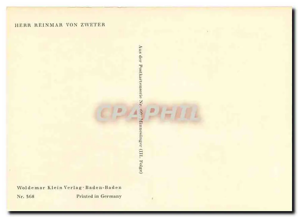 Reinmar von Zweter — cena medieval — Woldemar Klein Verlag, Baden-Baden, n° 568 - Verso