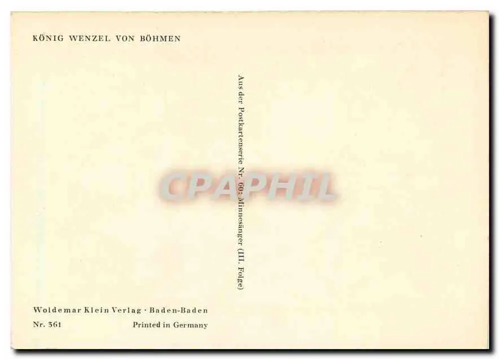 Wenzel da Boêmia — Rei da Boêmia — Woldemar Klein Verlag, Baden-Baden, n° 561 - Verso
