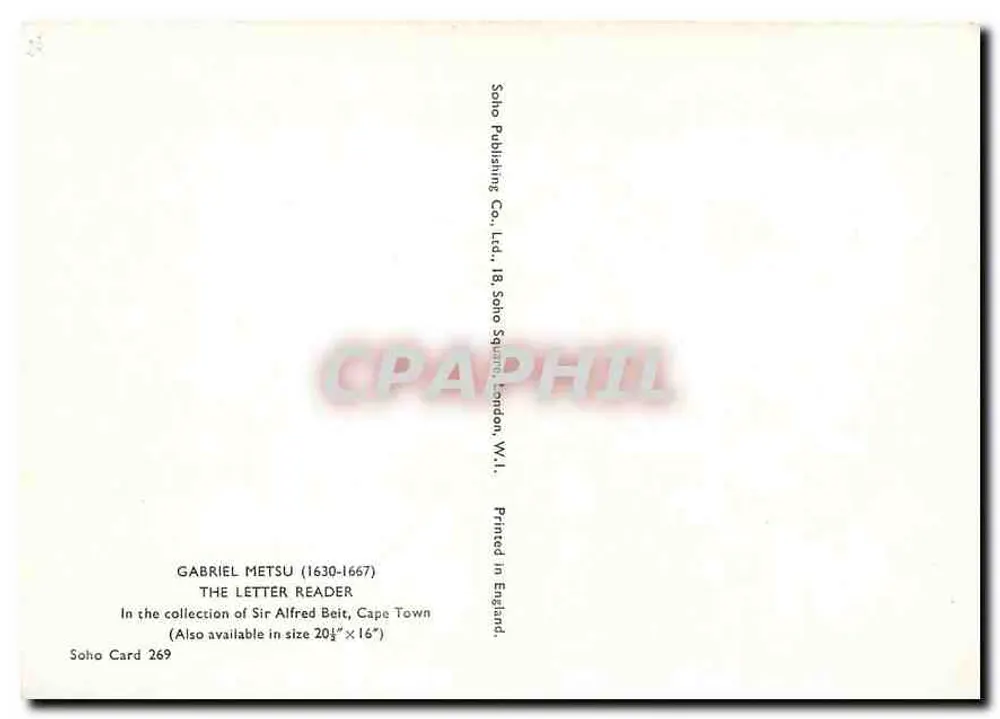 Gabriel Metsu — A Carta Lida — Soho Publishing Co. Ltd. - Verso