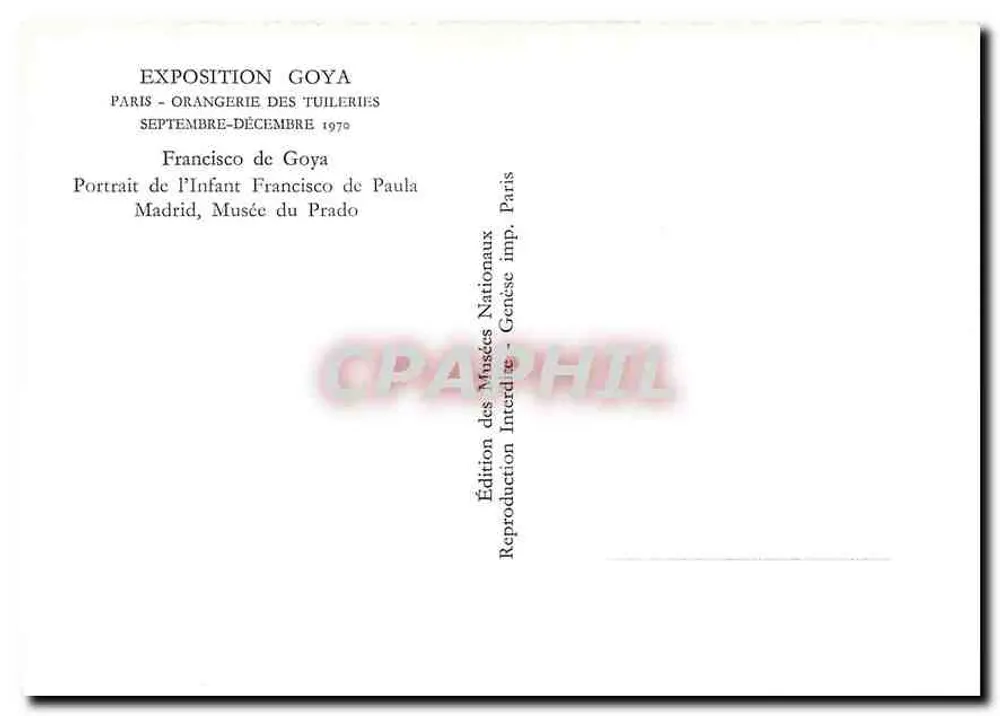 Portrait de l'Infant Francisco de Paula — Exposition Goya, Paris, 1970 — Édition des Musées Nationaux - Verso