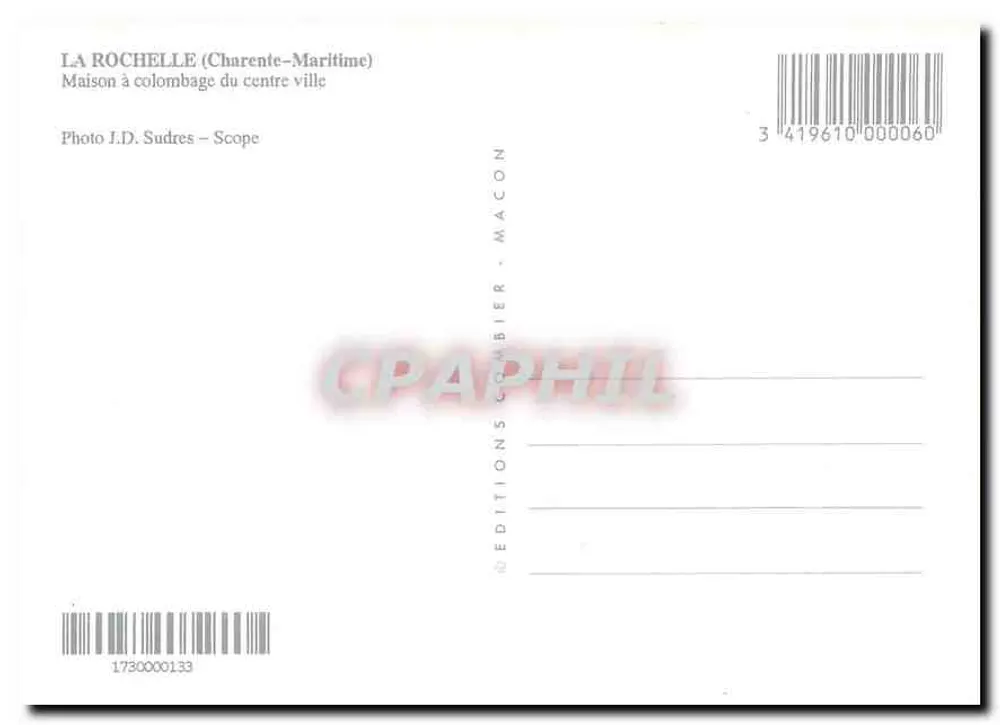 La Rochelle — Maison à colombage du centre-ville — Éditions Combier - Macon - Verso