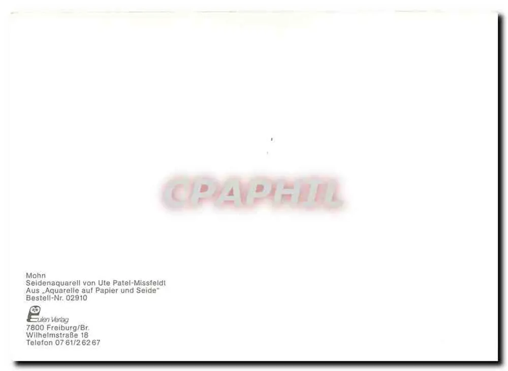 Poppies — aquarelle sur papier — éditeur Eulon Verlag, n° 02910 - Verso