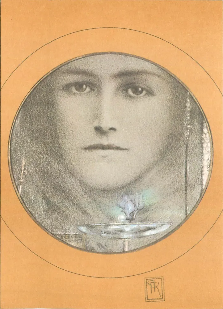 Olhos castanhos e uma flor azul — lápis e guache 1905 — Nouvelles Images, Museu de Gand - Frente