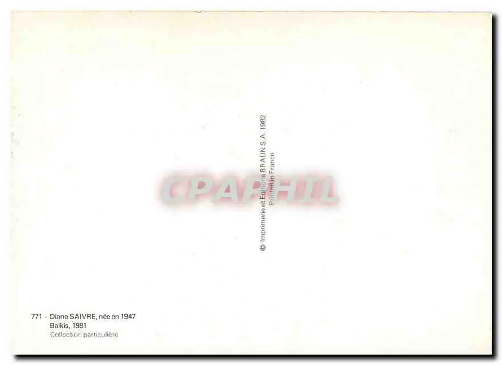 Diane Saivre — Profile Portrait — Imprimerie et Editions BRAUN S.A. n°771 - Back