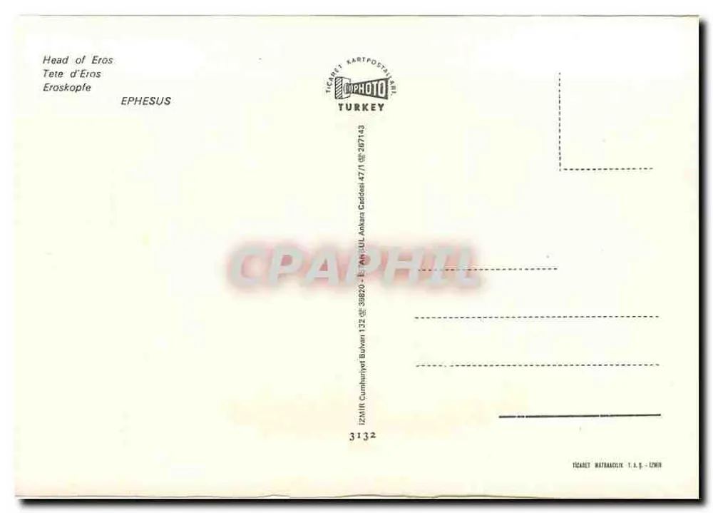 Kopf des Eros — Ephesus — Ticket Kartposthügli - Rückseite