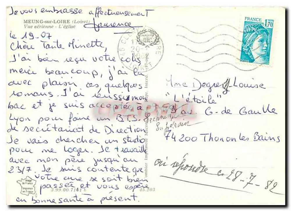 Meung-sur-Loire — Luftbild der Kirche — Verlag: Imprimerie de France - Rückseite