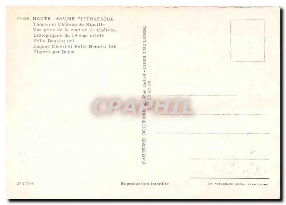 Ansicht von Chonon und Schloss Ripaille — pittoreske Haute-Savoie — Ansichtskarte Nr. 74-20 - Rückseite