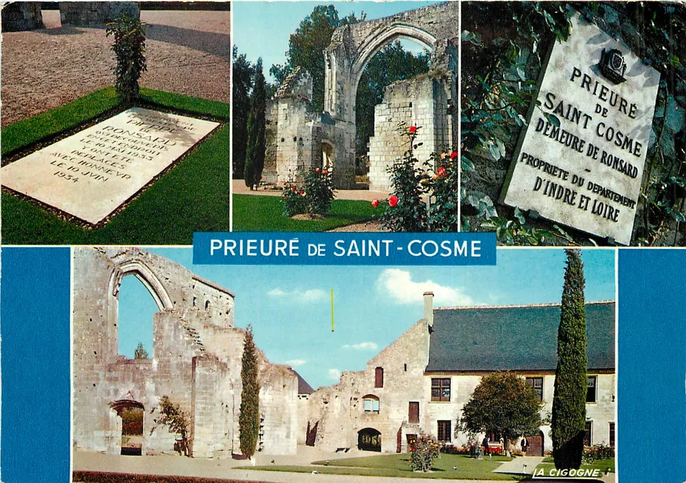 Prieuré de Saint-Cosme — Ruínas e túmulo — La Cigogne - Frente
